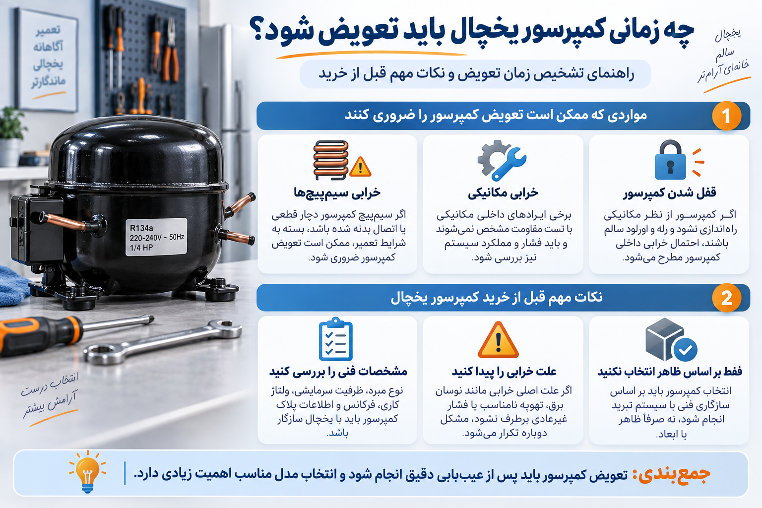 چه زمانی کمپرسور یخچال باید تعویض شود؟
